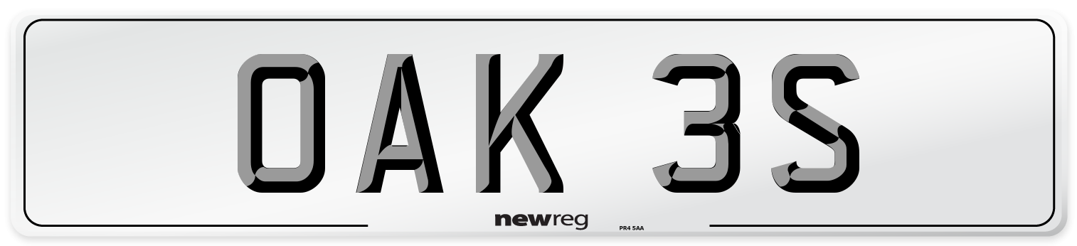 OAK 3S Number Plate from New Reg
